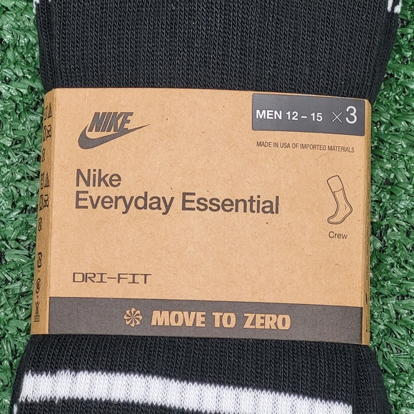 Nike Everyday Essential Dri Fit Crew Socks Black XL Size 12 - 15 - Picture 3 of 4